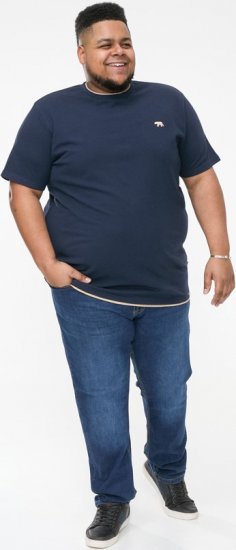D555 SANDFORD Double Layer On Neck Ribs And Hem Waffle Textured T-Shirt Navy - Herren-T-Shirts - Herren-T-Shirts in großen Größen