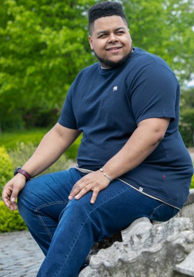 D555 SANDFORD Double Layer On Neck Ribs And Hem Waffle Textured T-Shirt Navy - Herren-T-Shirts - Herren-T-Shirts in großen Größen