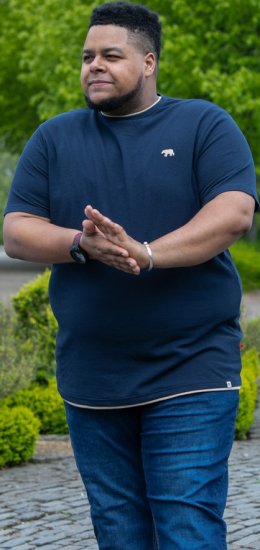 D555 SANDFORD Double Layer On Neck Ribs And Hem Waffle Textured T-Shirt Navy - Herren-T-Shirts - Herren-T-Shirts in großen Größen