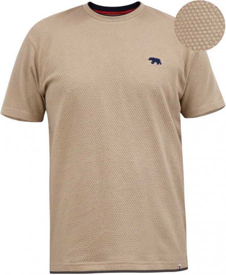 D555 SANDFORD Double Layer On Neck Ribs And Hem Waffle Textured T-Shirt Beige - Herren-T-Shirts - Herren-T-Shirts in großen Größen