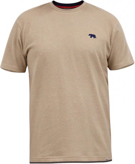 D555 SANDFORD Double Layer On Neck Ribs And Hem Waffle Textured T-Shirt Beige - Herren-T-Shirts - Herren-T-Shirts in großen Größen