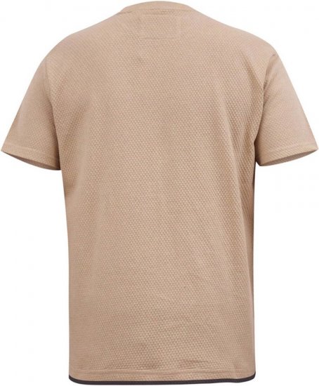 D555 SANDFORD Double Layer On Neck Ribs And Hem Waffle Textured T-Shirt Beige - Herren-T-Shirts - Herren-T-Shirts in großen Größen