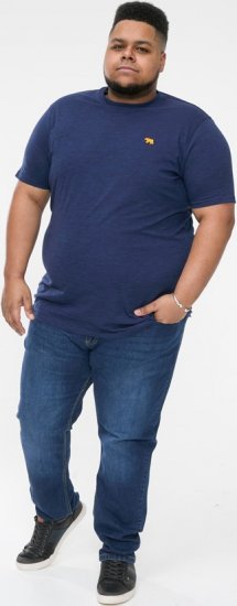 D555 ORSTON Reno Fabric Crew Neck T-Shirt With Chest Embroidery Blue Reno - Herren-T-Shirts - Herren-T-Shirts in großen Größen