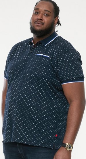 D555 OAKLEY AOP Jersey Polo With Jacquard Collar, Ribs And Chest Pocket Navy - Polo-shirts für herren - Polo-Shirts für Herren in großen Größen
