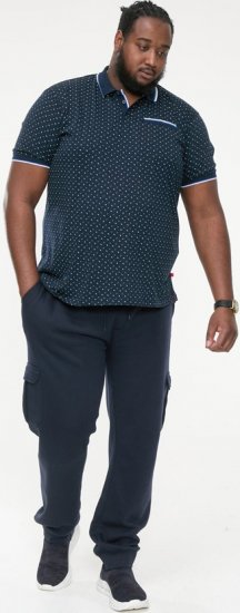 D555 OAKLEY AOP Jersey Polo With Jacquard Collar, Ribs And Chest Pocket Navy - Polo-shirts für herren - Polo-Shirts für Herren in großen Größen