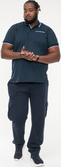 D555 OAKLEY AOP Jersey Polo With Jacquard Collar, Ribs And Chest Pocket Navy - Polo-shirts für herren - Polo-Shirts für Herren in großen Größen