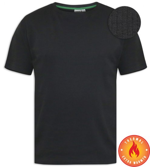 D555 Motherwell Thermal Short Sleeve T-Shirt Black - Herrenunterwäsche & bademode - Herrenunterwäsche & Bademode in großen Größen