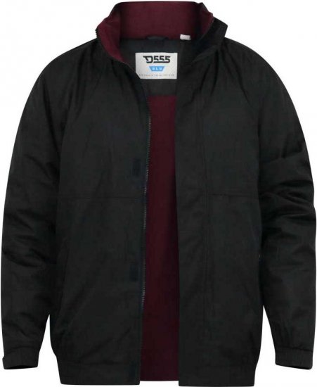 D555 Rudy Showerproof Fleece Lined Jacket With Packaway Hood - Black - Herren jacken - Herren Jacken in großen Größen