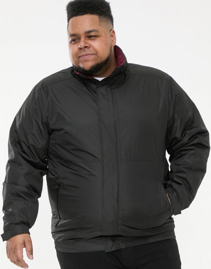 D555 Rudy Showerproof Fleece Lined Jacket With Packaway Hood - Black - Herren jacken - Herren Jacken in großen Größen