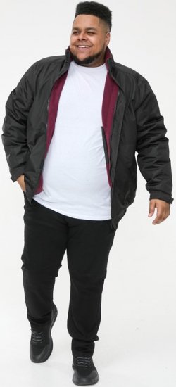 D555 Rudy Showerproof Fleece Lined Jacket With Packaway Hood - Black - Herren jacken - Herren Jacken in großen Größen