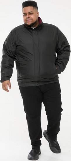 D555 Rudy Showerproof Fleece Lined Jacket With Packaway Hood - Black - Herren jacken - Herren Jacken in großen Größen