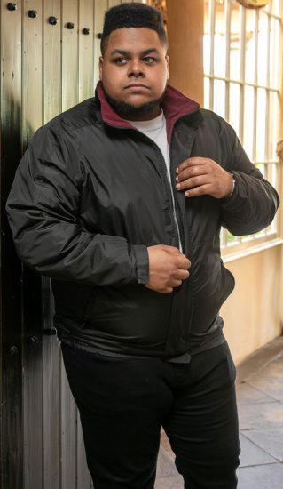 D555 Rudy Showerproof Fleece Lined Jacket With Packaway Hood - Black - Herren jacken - Herren Jacken in großen Größen