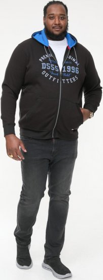 D555 LINGARD Full Zip Hoody With Original Chest Print Black - Herren-sweater und -hoodies - Herren-Sweater und -Hoodies in großen Größen