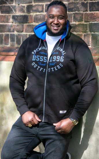 D555 LINGARD Full Zip Hoody With Original Chest Print Black - Herren-sweater und -hoodies - Herren-Sweater und -Hoodies in großen Größen
