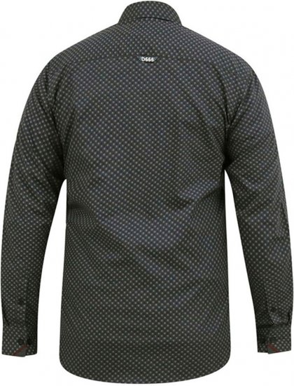 D555 KEATON Micro AOP Long Sleeve Shirt With Concealed Button Down Collar Grey - Herrenhemden - Herrenhemden in großen Größen