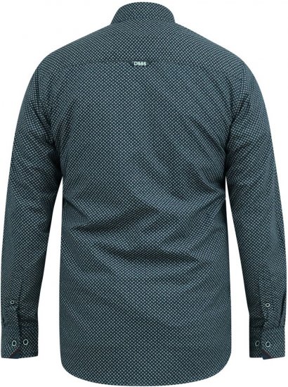D555 MORGAN Micro AOP Long Sleeve Shirt With Concealed Button Down Collar Navy - Herrenhemden - Herrenhemden in großen Größen