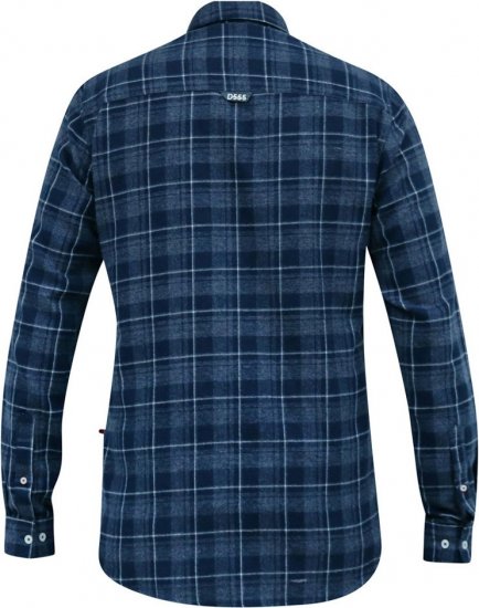 D555 SONNY Navy Check Long Sleeve Shirt With Chest Patch Pocket & Button Down Collar Navy Check - Herrenhemden - Herrenhemden in großen Größen