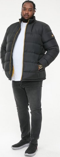 D555 CRISTIANO Puffer Jacket With Binding On Cuffs And Embroidery Badge On Sleeve Black - Herren jacken - Herren Jacken in großen Größen