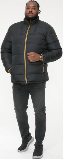 D555 CRISTIANO Puffer Jacket With Binding On Cuffs And Embroidery Badge On Sleeve Black - Herren jacken - Herren Jacken in großen Größen