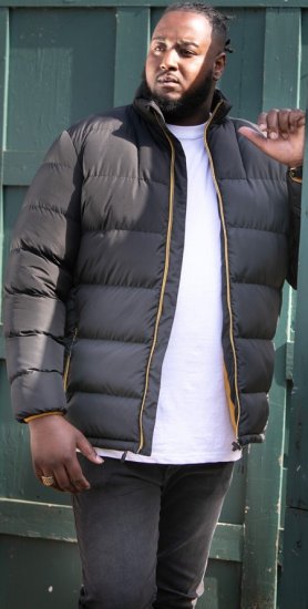 D555 CRISTIANO Puffer Jacket With Binding On Cuffs And Embroidery Badge On Sleeve Black - Herren jacken - Herren Jacken in großen Größen