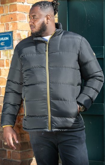 D555 CRISTIANO Puffer Jacket With Binding On Cuffs And Embroidery Badge On Sleeve Black - Herren jacken - Herren Jacken in großen Größen