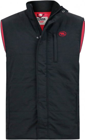 D555 FELIPE Zip Through Padded Gilet With Contrast Colour Lining And Rubber Badge Black - Herren jacken - Herren Jacken in großen Größen