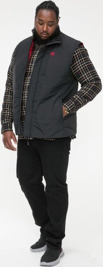 D555 FELIPE Zip Through Padded Gilet With Contrast Colour Lining And Rubber Badge Black - Herren jacken - Herren Jacken in großen Größen