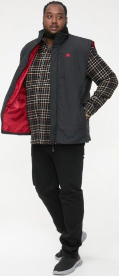 D555 FELIPE Zip Through Padded Gilet With Contrast Colour Lining And Rubber Badge Black - Herren jacken - Herren Jacken in großen Größen