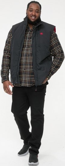 D555 FELIPE Zip Through Padded Gilet With Contrast Colour Lining And Rubber Badge Black - Herren jacken - Herren Jacken in großen Größen