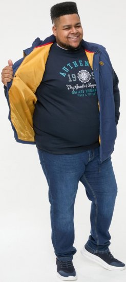 D555 FELIPE Zip Through Padded Gilet With Contrast Colour Lining And Rubber Badge Navy - Herren jacken - Herren Jacken in großen Größen