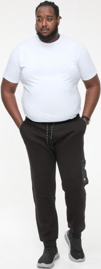 D555 COTGRAVE Couture Elasticated Waistband Jogger With Woven Fabric Trim Black - Jogginghosen für herren - Jogginghosen für Herren in großen Größen