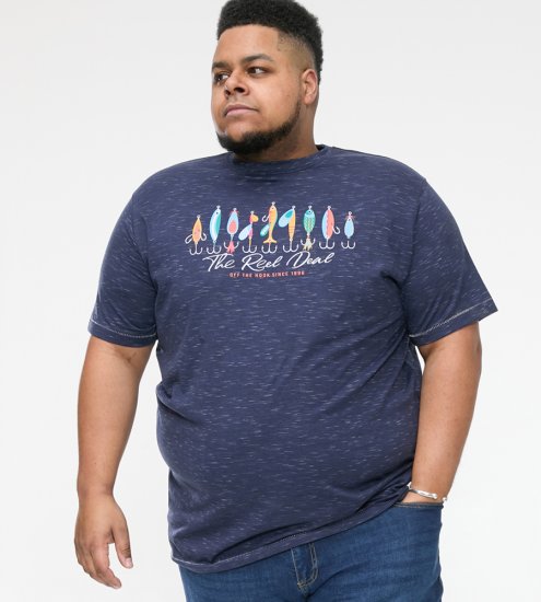 D555 Cropwell T-Shirt mit Angelmotiv Dunkelblau - Herren-T-Shirts - Herren-T-Shirts in großen Größen