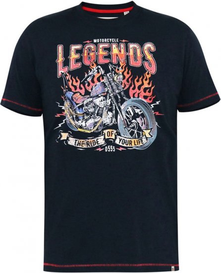 D555 JAGGER Legends Motor Bike Printed Crew Neck T-Shirt Navy - Herren-T-Shirts - Herren-T-Shirts in großen Größen