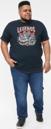 D555 JAGGER Legends Motor Bike Printed Crew Neck T-Shirt Navy - Herren-T-Shirts - Herren-T-Shirts in großen Größen
