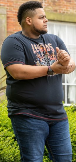 D555 JAGGER Legends Motor Bike Printed Crew Neck T-Shirt Navy - Herren-T-Shirts - Herren-T-Shirts in großen Größen