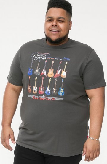 D555 JAIDEN Legends Guitar Printed Crew Neck T-Shirt Khaki - Herren-T-Shirts - Herren-T-Shirts in großen Größen