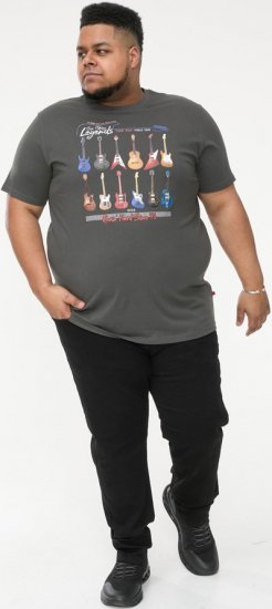 D555 JAIDEN Legends Guitar Printed Crew Neck T-Shirt Khaki - Herren-T-Shirts - Herren-T-Shirts in großen Größen