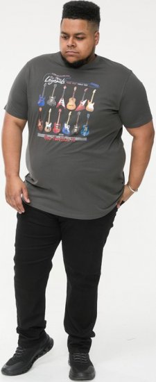 D555 JAIDEN Legends Guitar Printed Crew Neck T-Shirt Khaki - Herren-T-Shirts - Herren-T-Shirts in großen Größen