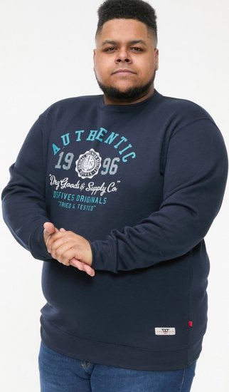 D555 KEYWORTH Authentic Printed Crew Neck Sweatshirt Navy - Herren-sweater und -hoodies - Herren-Sweater und -Hoodies in großen Größen