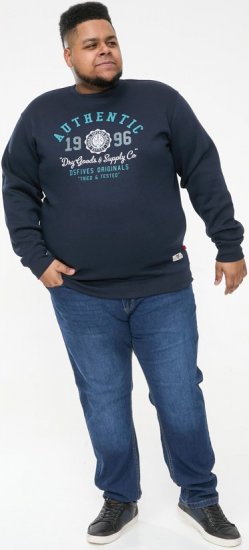 D555 KEYWORTH Authentic Printed Crew Neck Sweatshirt Navy - Herren-sweater und -hoodies - Herren-Sweater und -Hoodies in großen Größen