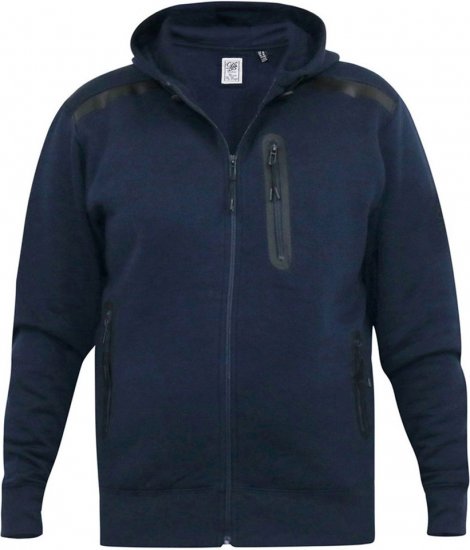 D555 GABRIEL Couture Zip Through Hoody With Reversible Zips Navy - Herren-sweater und -hoodies - Herren-Sweater und -Hoodies in großen Größen
