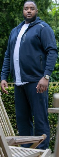 D555 GABRIEL Couture Zip Through Hoody With Reversible Zips Navy - Herren-sweater und -hoodies - Herren-Sweater und -Hoodies in großen Größen