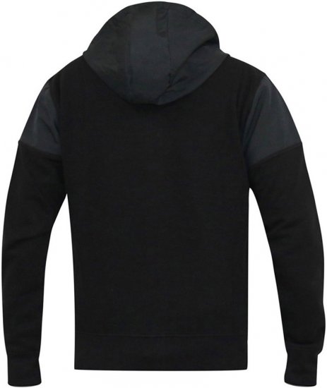 D555 DEAN Couture Zip Through Hoody With Woven Contrast Fabric Trim Black - Herren-sweater und -hoodies - Herren-Sweater und -Hoodies in großen Größen