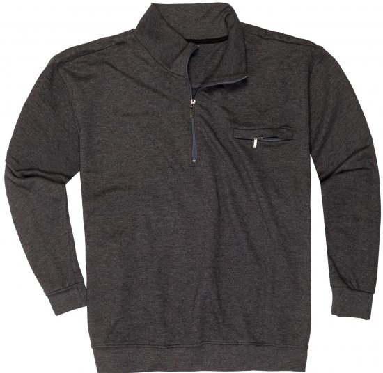 Adamo Athen Sweatshirt Half Zipper Charocal - Herren-sweater und -hoodies - Herren-Sweater und -Hoodies in großen Größen