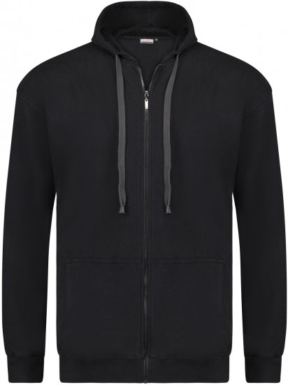 Adamo Athen Hoodie with Zipper Black - Herren-sweater und -hoodies - Herren-Sweater und -Hoodies in großen Größen