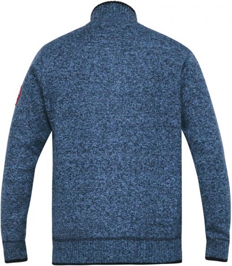 D555 ECCLES Cable Knitted Zip Through Sweater With Bonded Check Lining Denim Marl - Herren-sweater und -hoodies - Herren-Sweater und -Hoodies in großen Größen