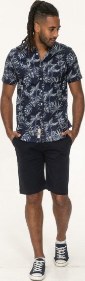 D555 Truro Hawaiian AOP Short Sleeve Button Down Collar Shirt Navy - Herrenhemden - Herrenhemden in großen Größen