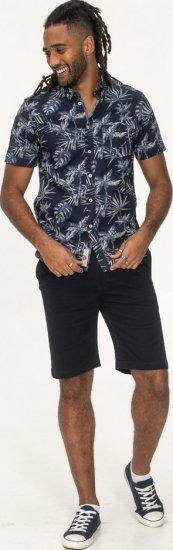 D555 Truro Hawaiian AOP Short Sleeve Button Down Collar Shirt Navy - Herrenhemden - Herrenhemden in großen Größen