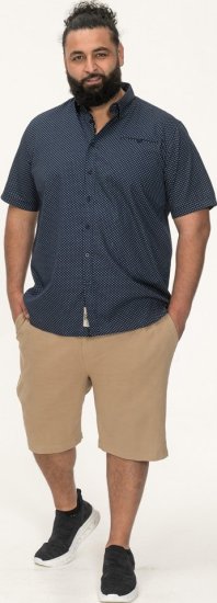 D555 Norwich Short Sleeve Micro AOP Shirt With Hidden Button Down Navy - Herrenhemden - Herrenhemden in großen Größen