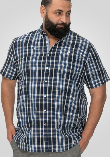 D555 Walsall Button Down Collar Short Sleeve Shirt Navy Shirt - Herrenhemden - Herrenhemden in großen Größen